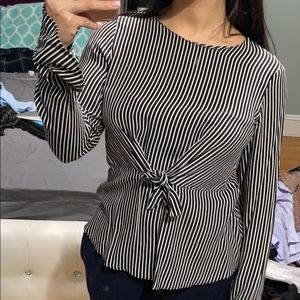Zara Black and White Striped blouse